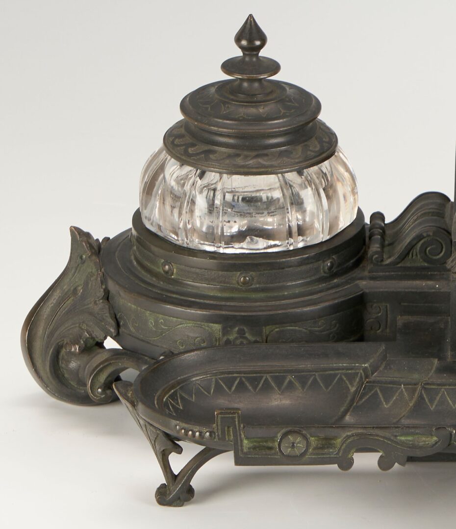 Lot 95: Grand Tour Neoclassical Bronze Figural Inkstand, Likely French