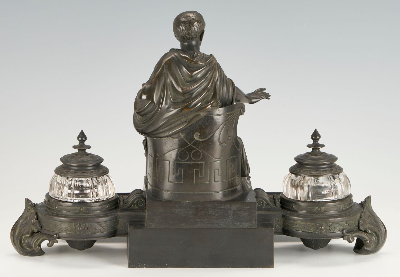 Lot 95: Grand Tour Neoclassical Bronze Figural Inkstand, Likely French