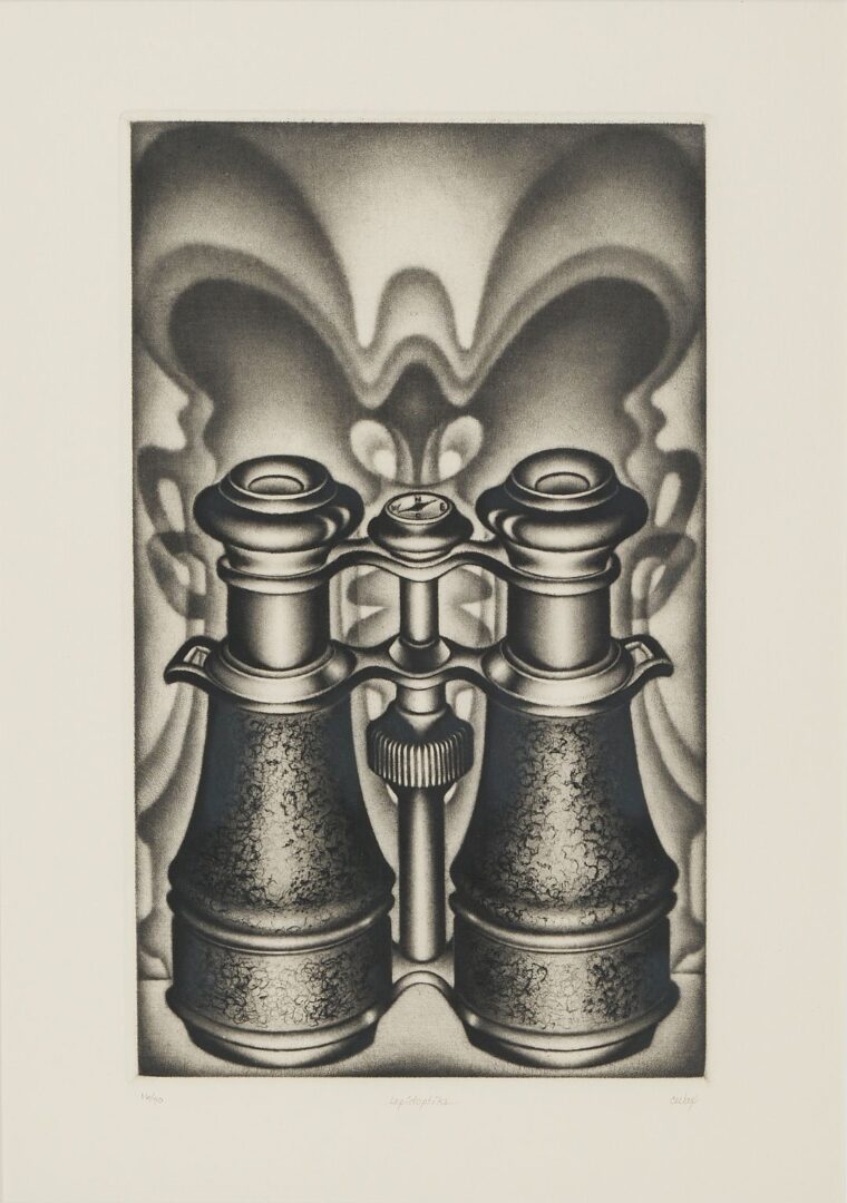 Lot 967: Carol Wax Original Drawing & Mezzoint Print, Lepidoptiks