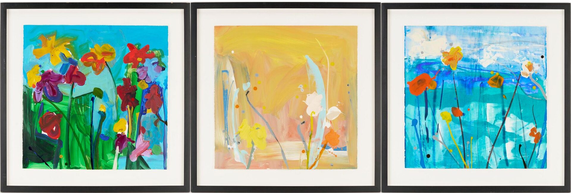 Lot 969: 3 Daniel Phill Acrylic Botanical Paintings