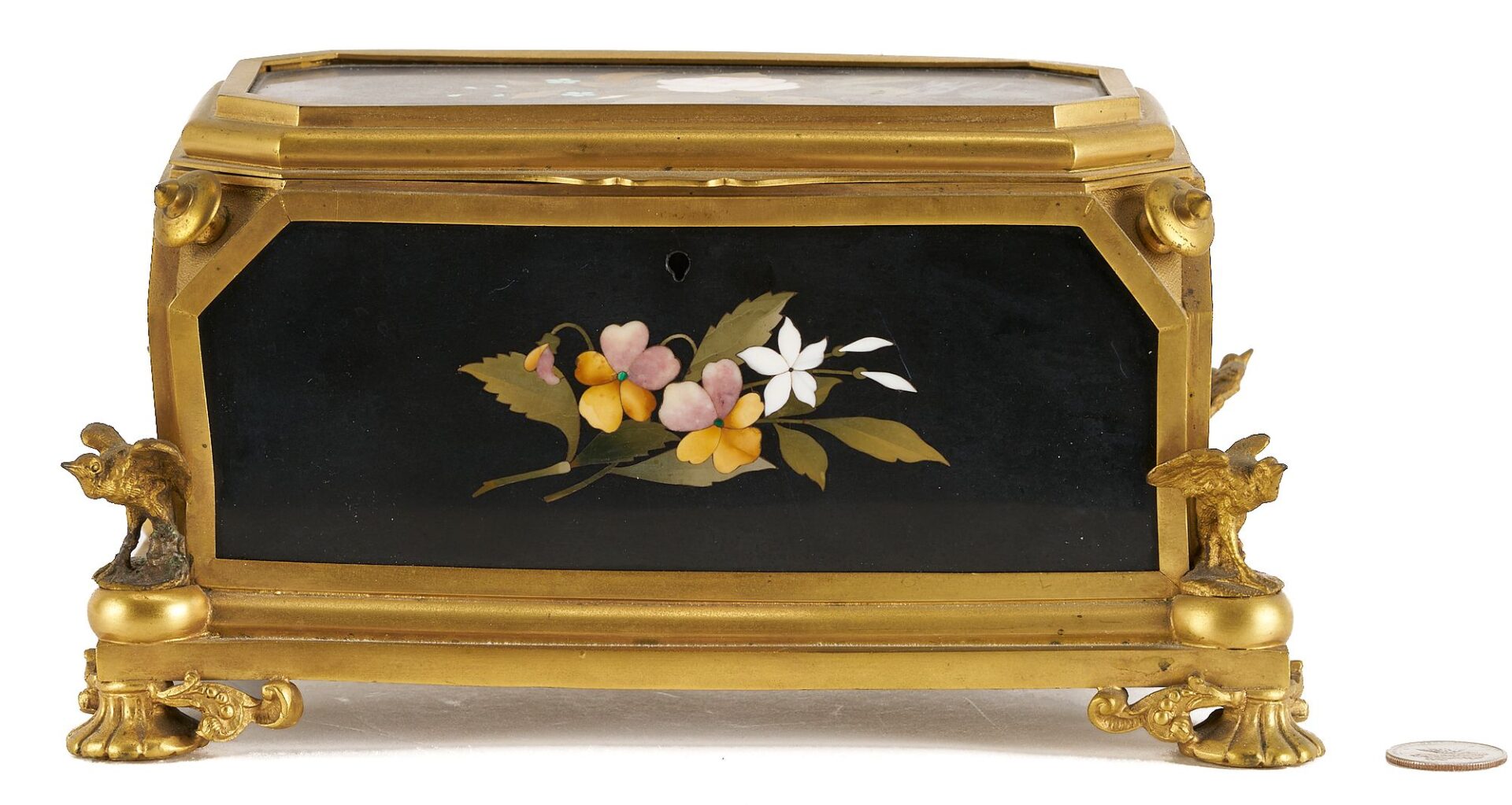 Lot 96: Bronze Mounted Pietra Dura Dresser Box