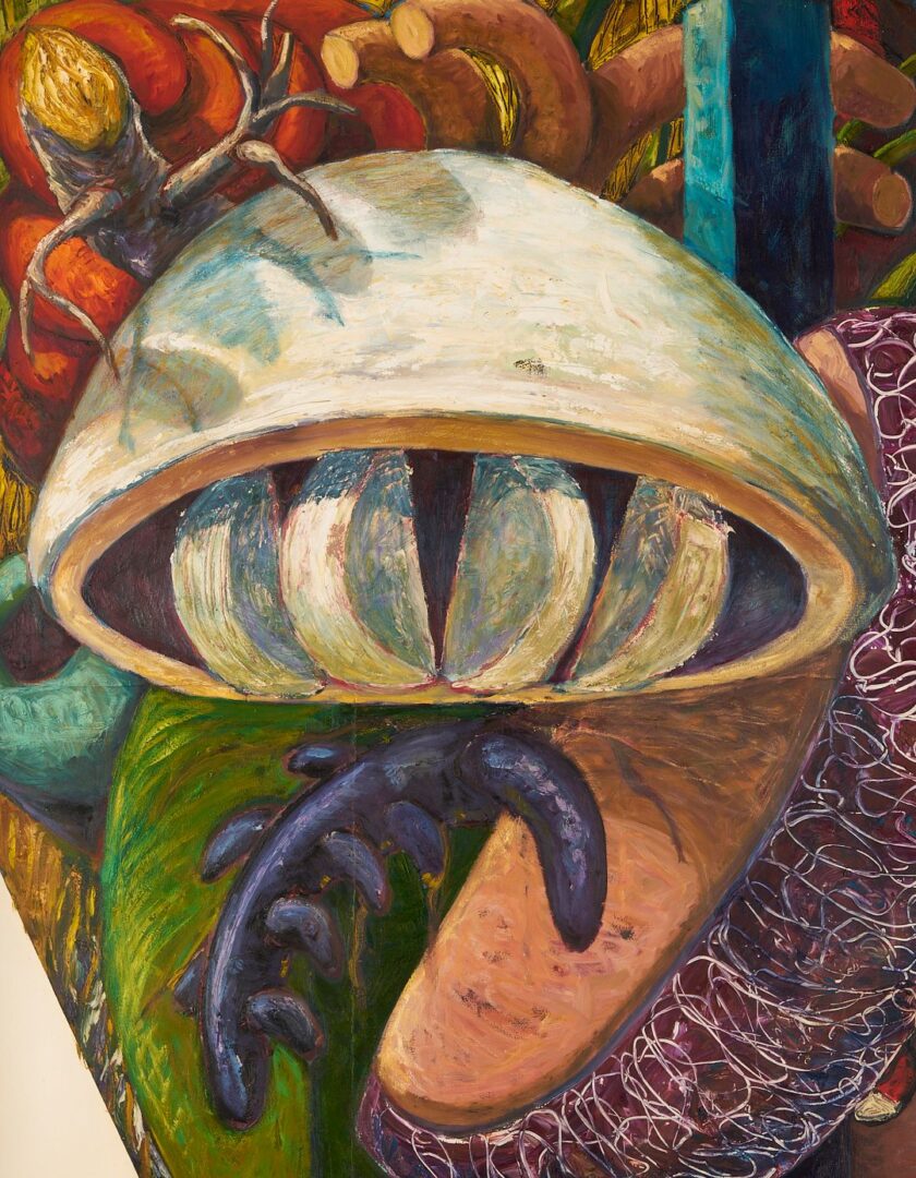 Lot 970: Large Sandy Winters Oil Painting, War of the Worlds