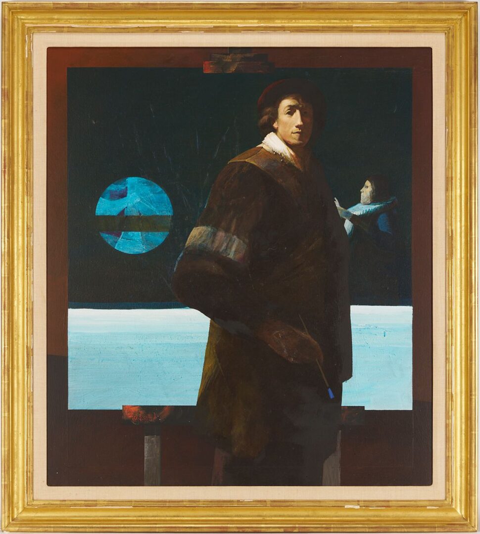 Lot 976: Large Surrealist Painting, Young Dutchman, Moon Series