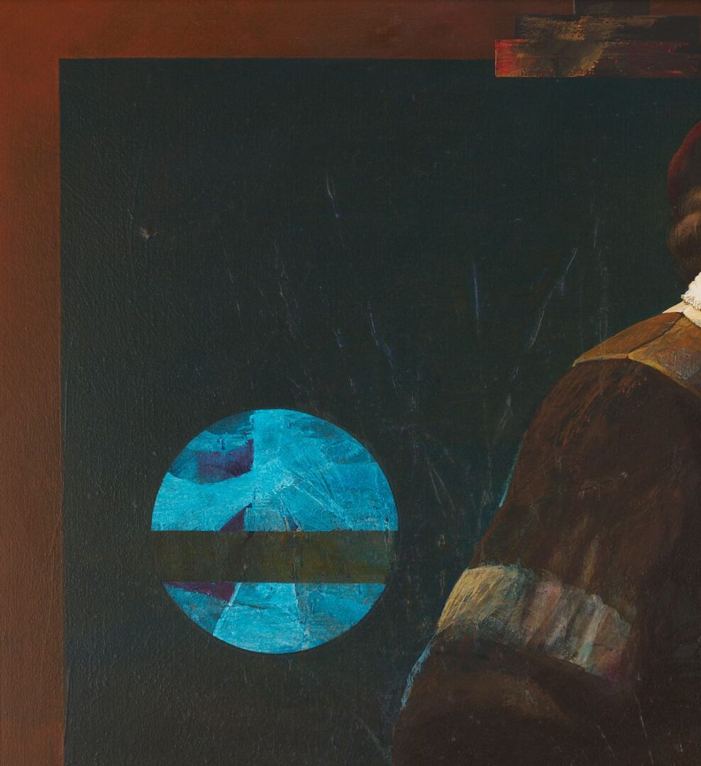 Lot 976: Large Surrealist Painting, Young Dutchman, Moon Series