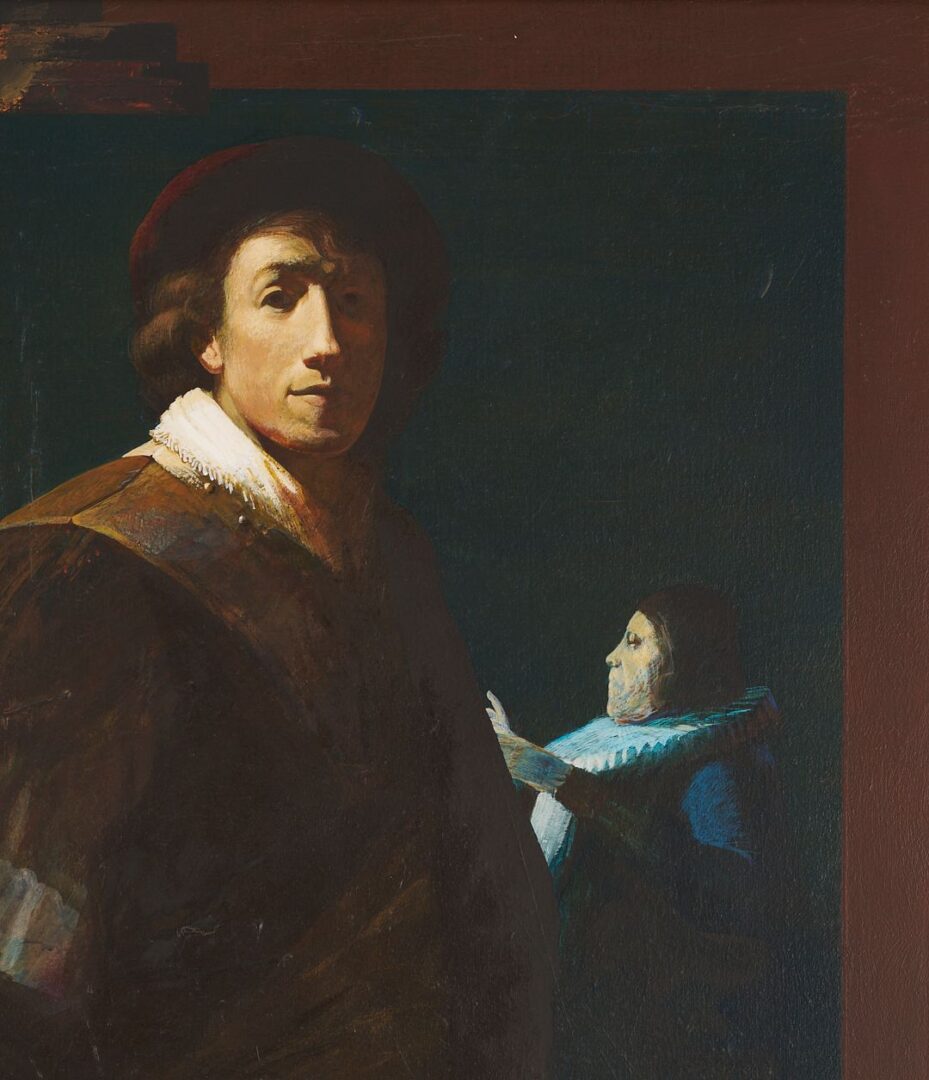 Lot 976: Large Surrealist Painting, Young Dutchman, Moon Series