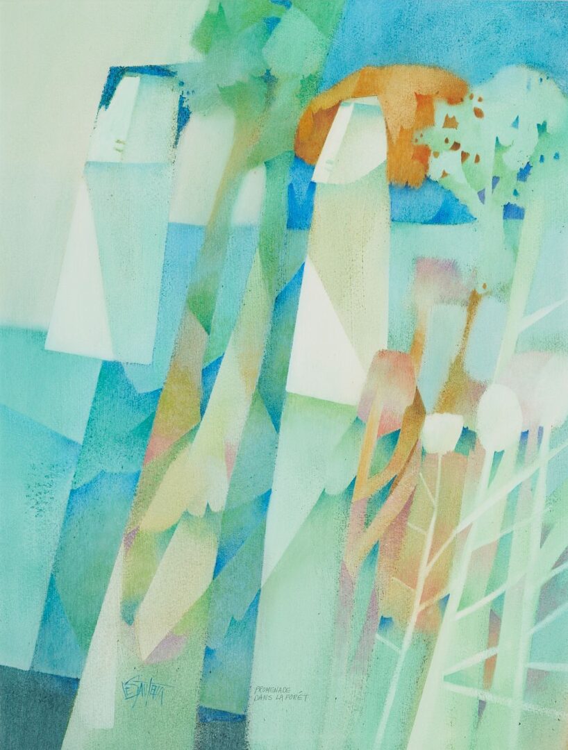Lot 979: Claude Le Sauteur Oil Pastel, Promenade dans la Foret