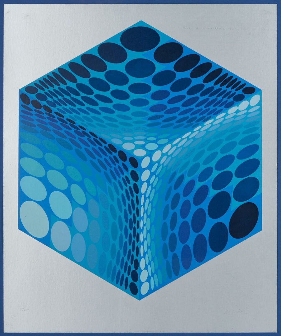Lot 985: Victor Vasarely Modernist Op Art Serigraph, Parmenide II