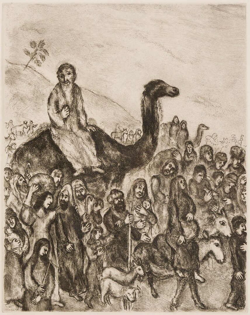Lot 990: Marc Chagall Etching from The Bible, Jacob’s Departure from Egypt