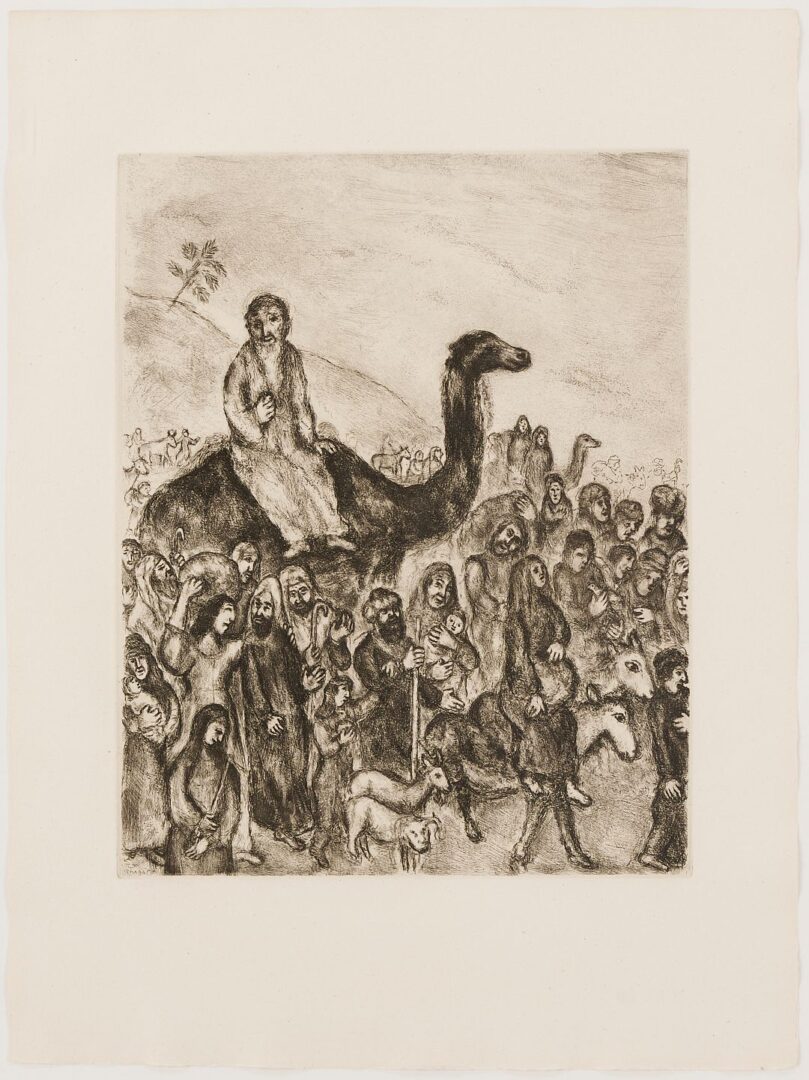 Lot 990: Marc Chagall Etching from The Bible, Jacob’s Departure from Egypt