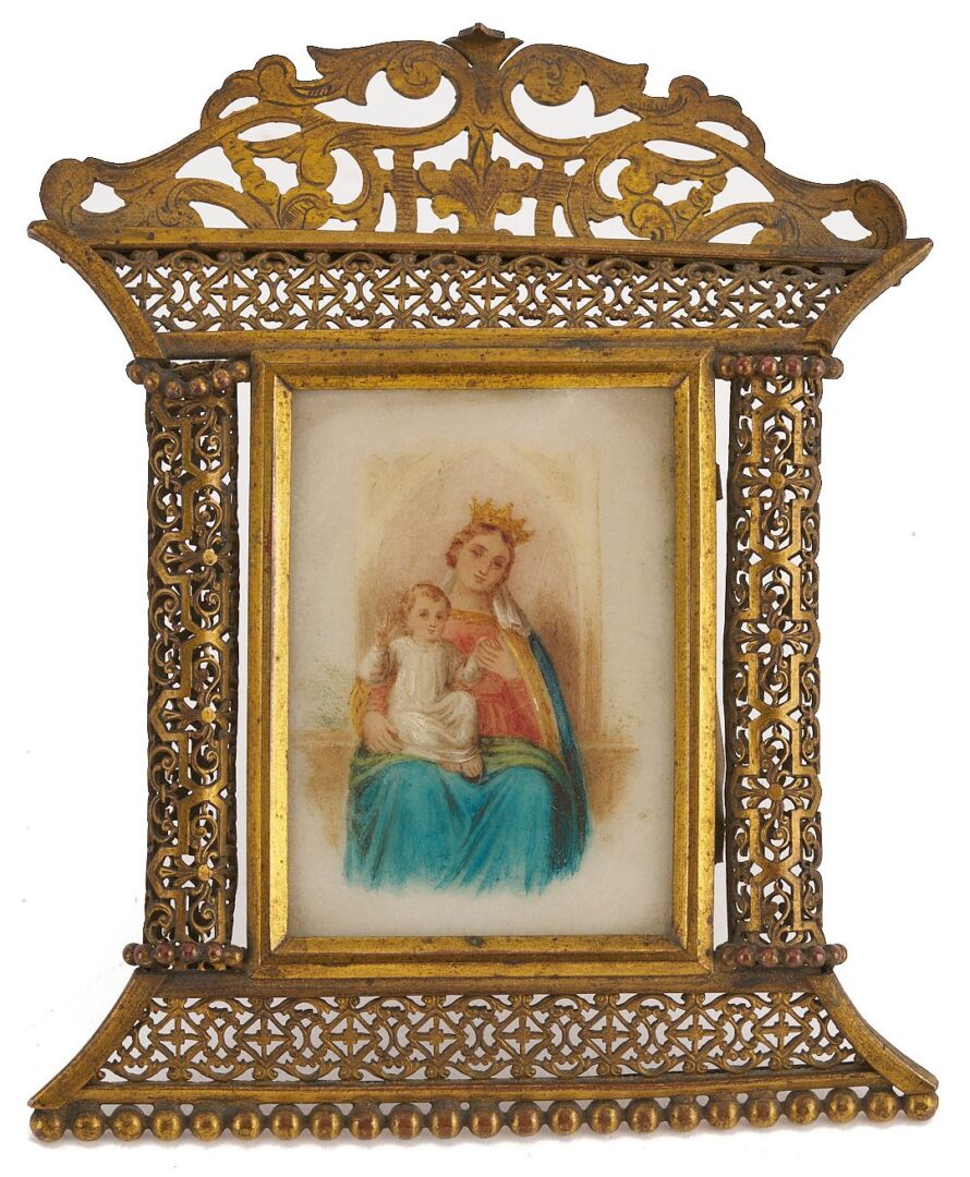 Lot 998: 3 Portrait Miniatures incl. Napoleon on Battlefield, Madonna & Child
