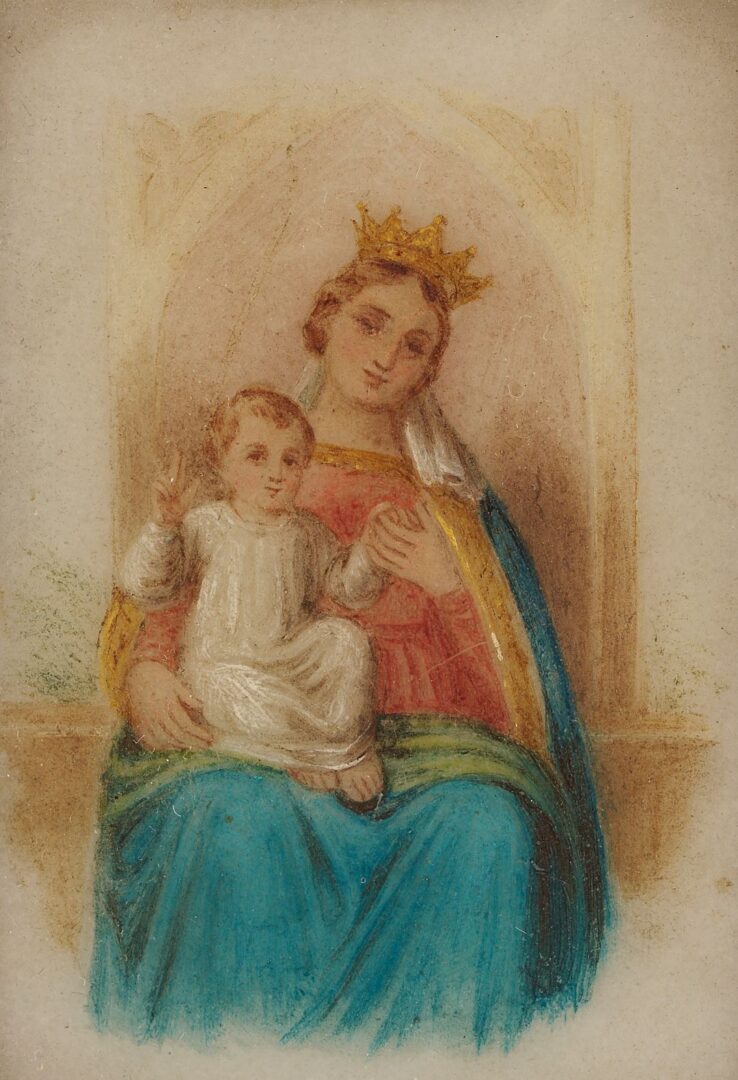 Lot 998: 3 Portrait Miniatures incl. Napoleon on Battlefield, Madonna & Child