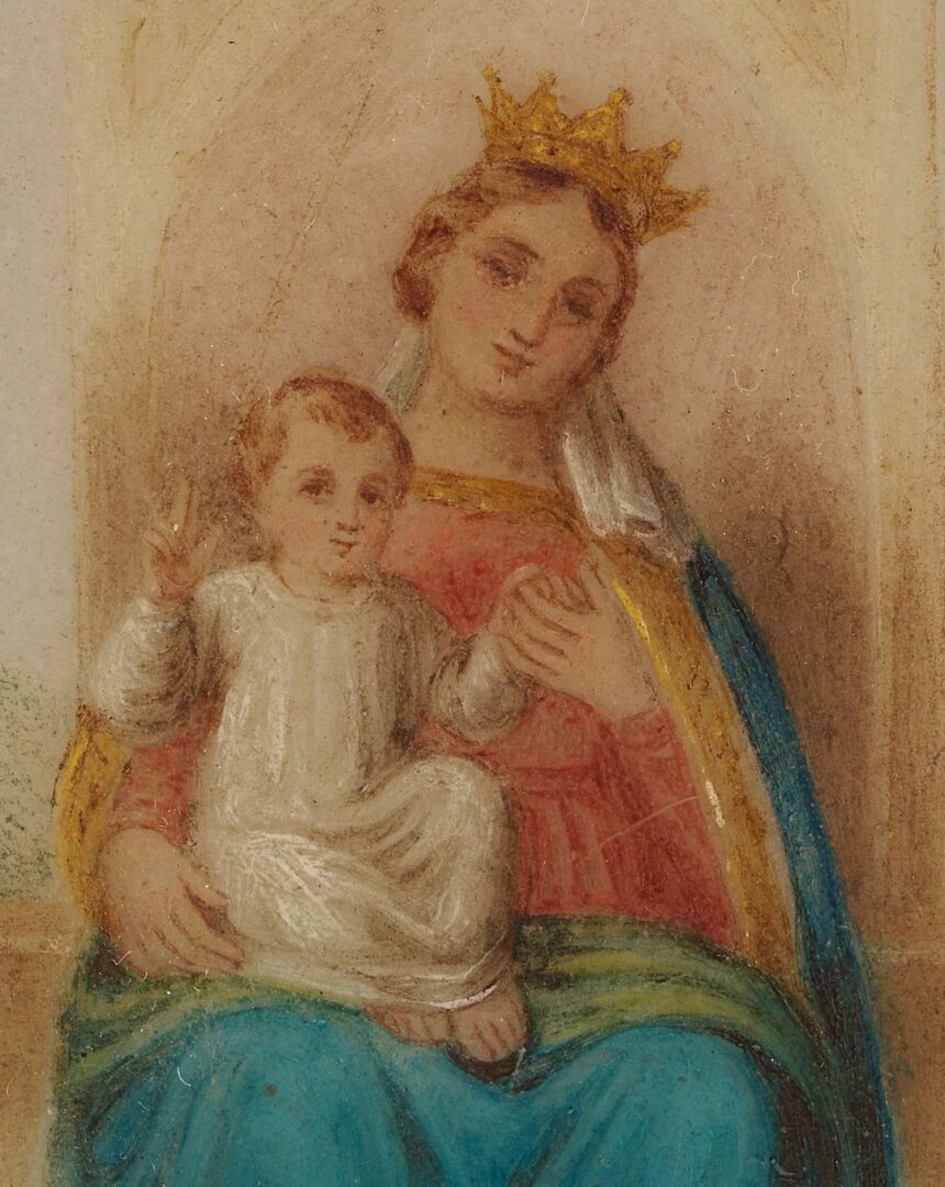 Lot 998: 3 Portrait Miniatures incl. Napoleon on Battlefield, Madonna & Child