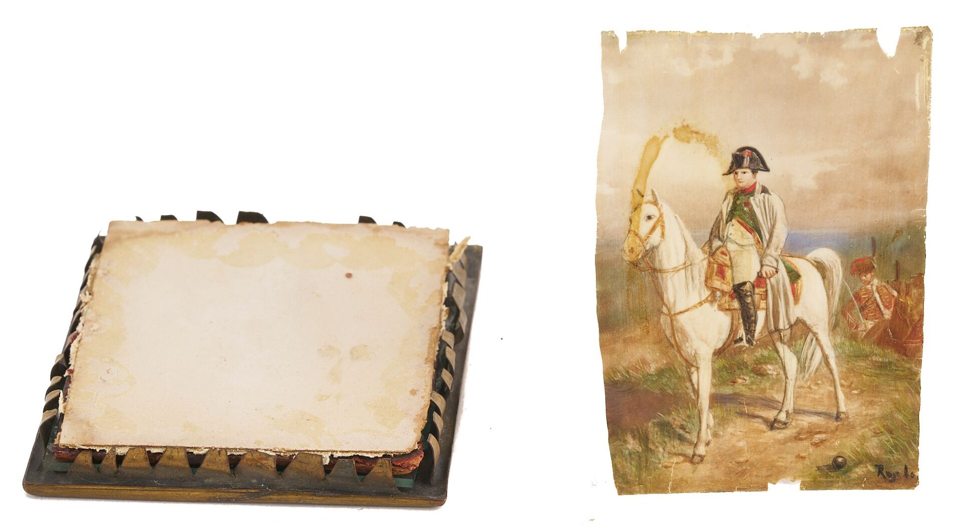 Lot 998: 3 Portrait Miniatures incl. Napoleon on Battlefield, Madonna & Child