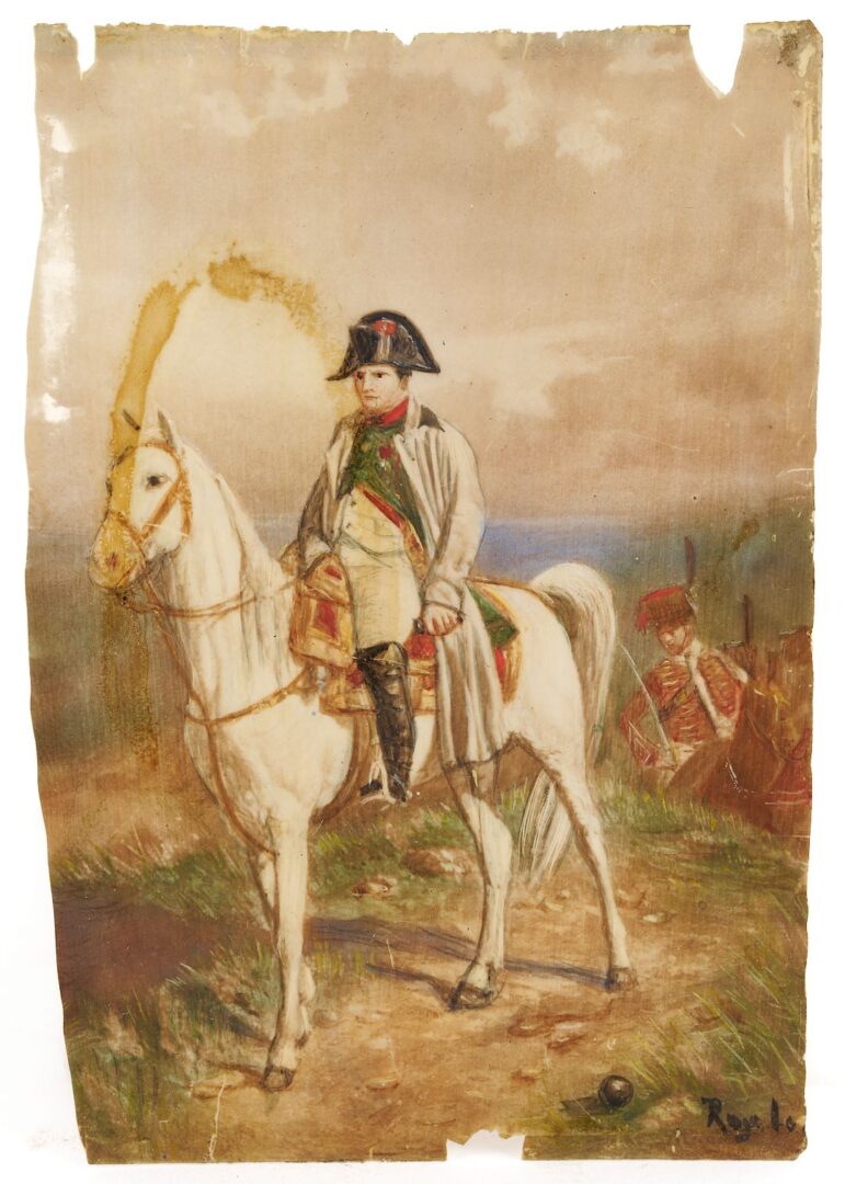 Lot 998: 3 Portrait Miniatures incl. Napoleon on Battlefield, Madonna & Child