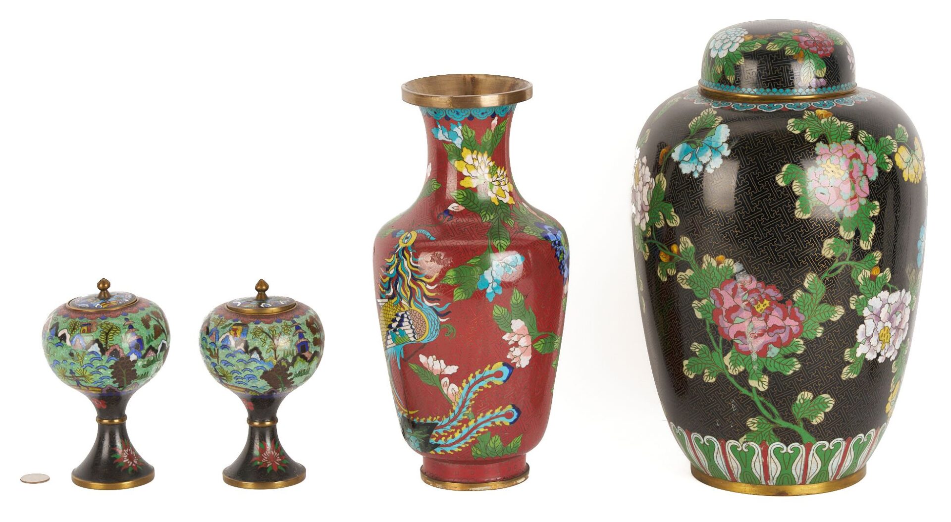 Lot 999: 6 Cloisonne Enamel Vases and Jars