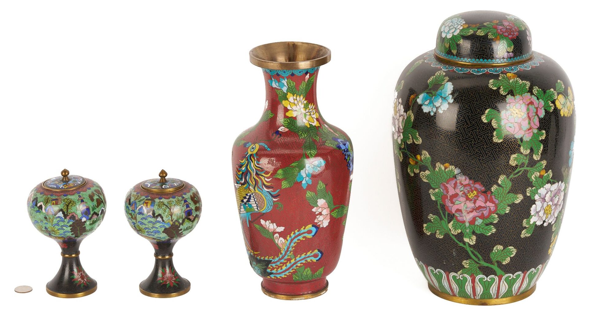 Lot 999: 6 Cloisonne Enamel Vases and Jars