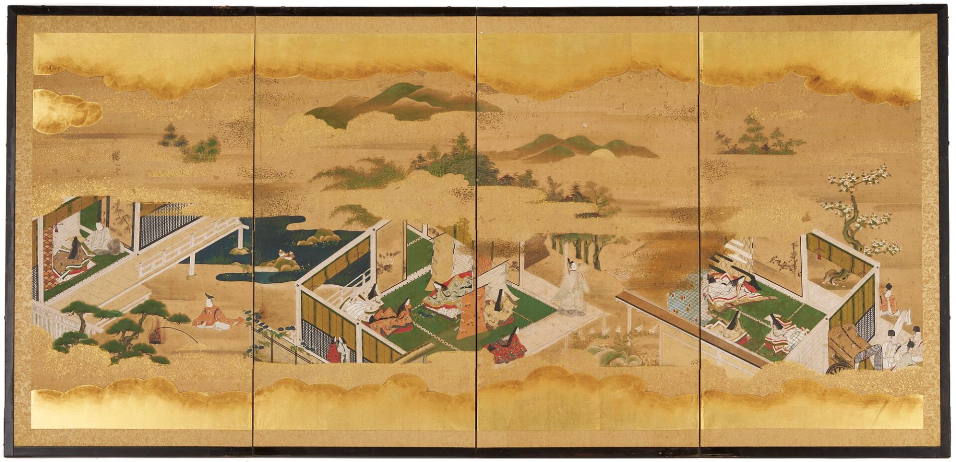 Lot 9: Tale of Genji Japanese Screen, Edo Period