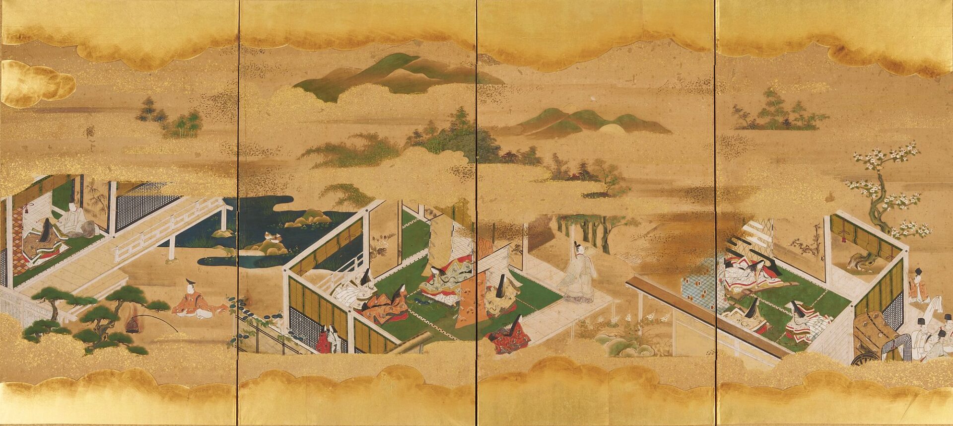 Lot 9: Tale of Genji Japanese Screen, Edo Period