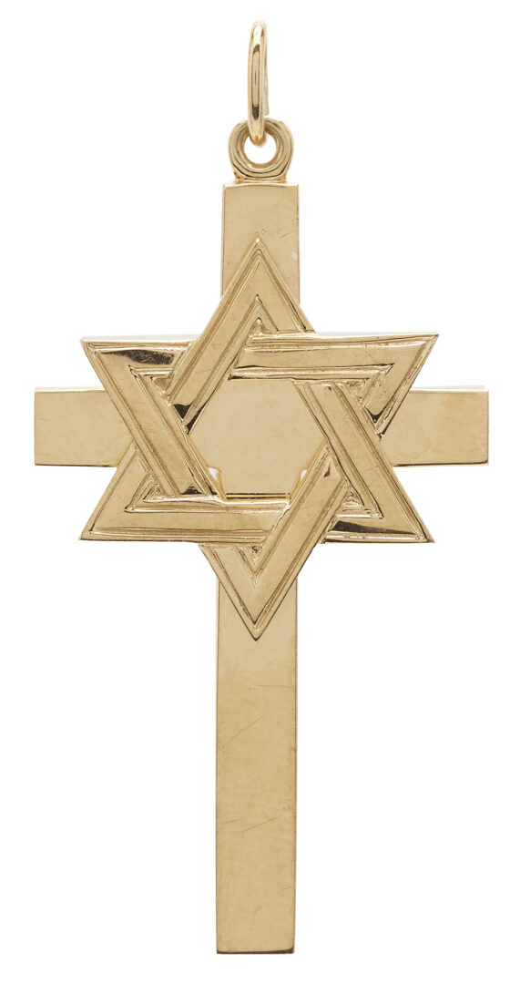 Lot 1002: 14K Star of David & Messianic Cross Pendant