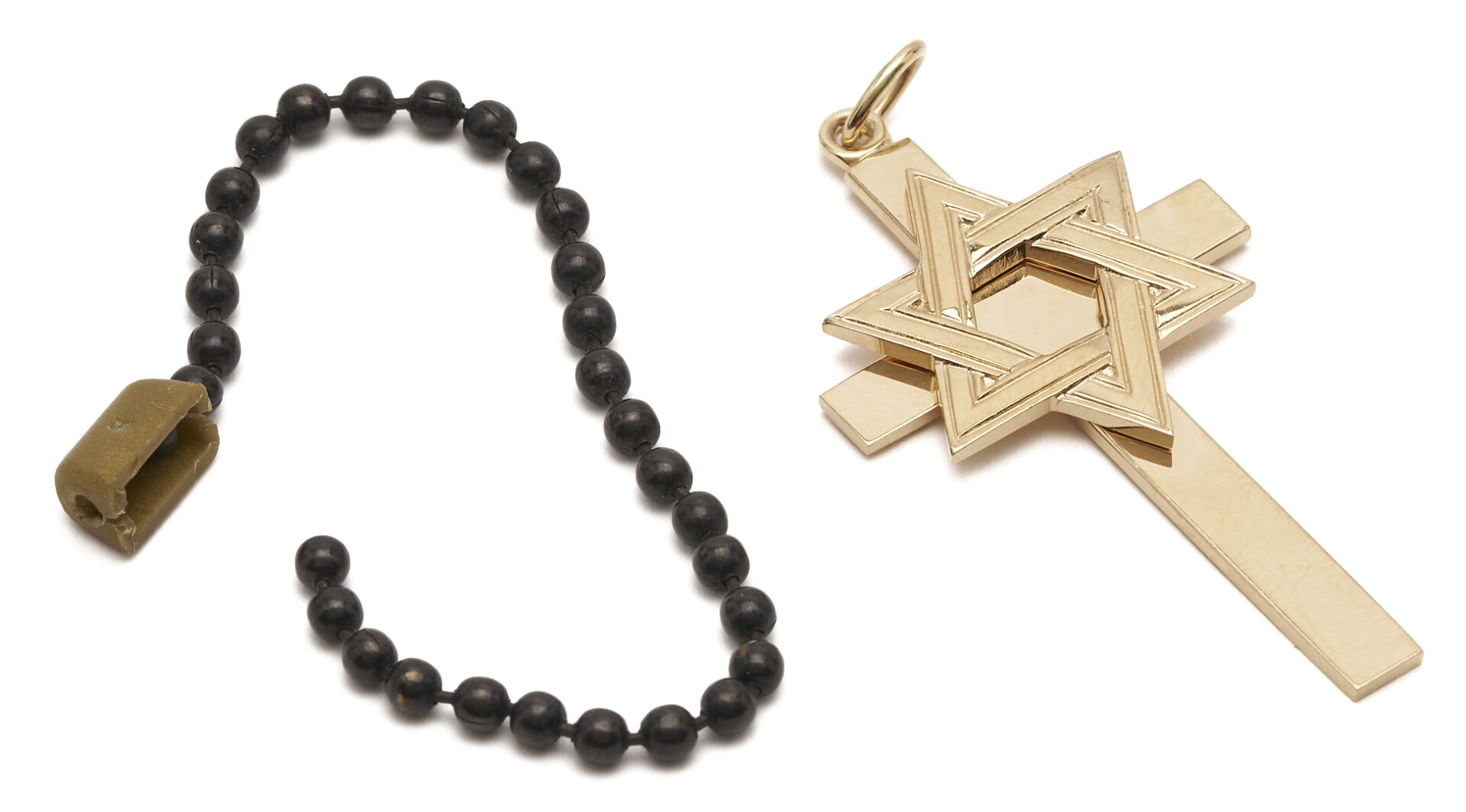 Lot 1002: 14K Star of David & Messianic Cross Pendant