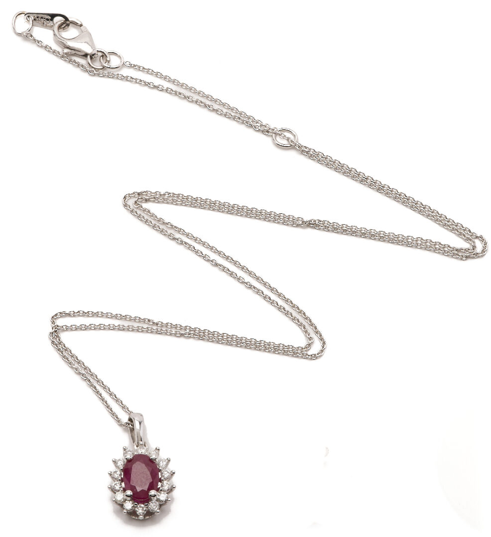 Lot 1003: Ruby & Diamond Necklace and Earrings