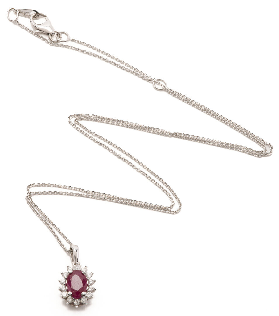 Lot 1003: Ruby & Diamond Necklace and Earrings