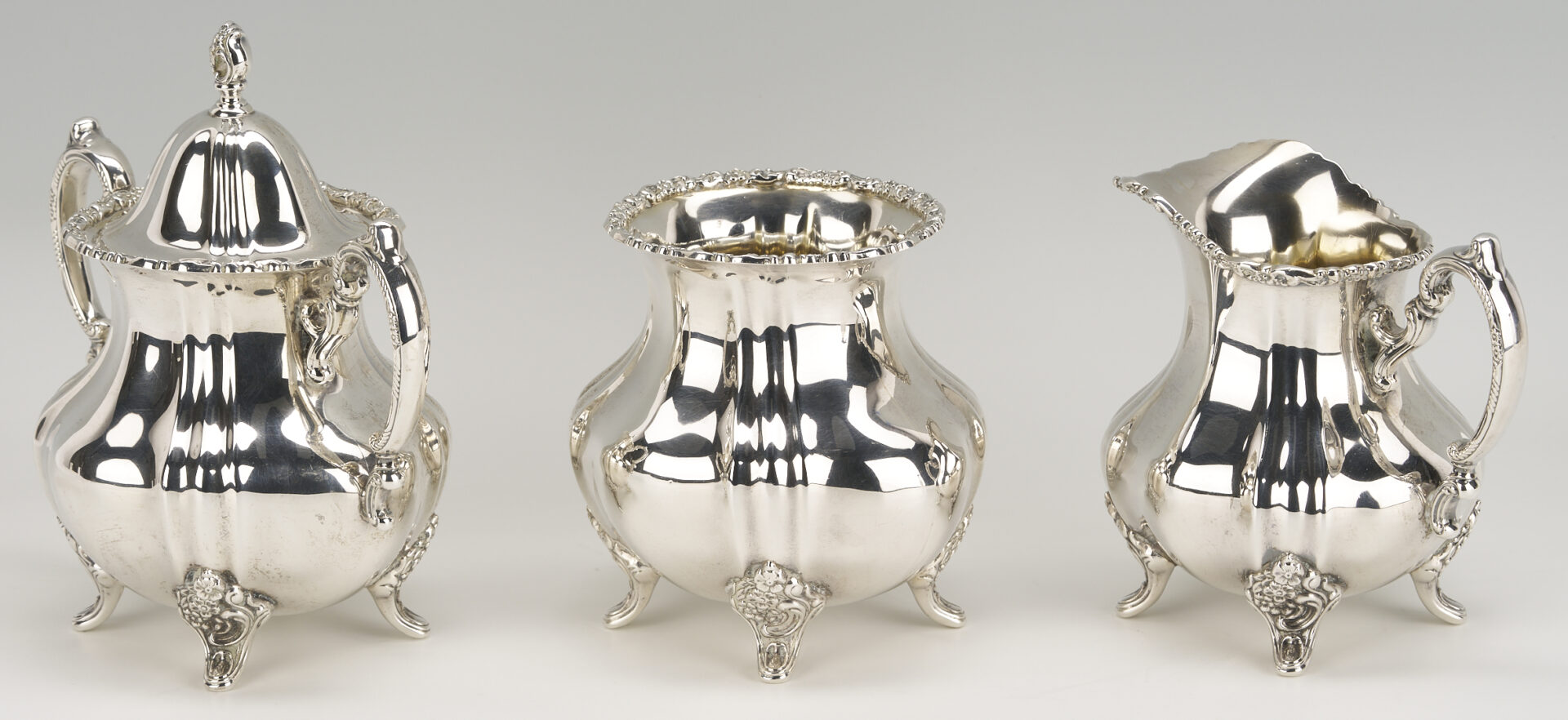 Lot 100: 5 Pc. Poole Sterling Silver Tea Set, Lancaster Rose
