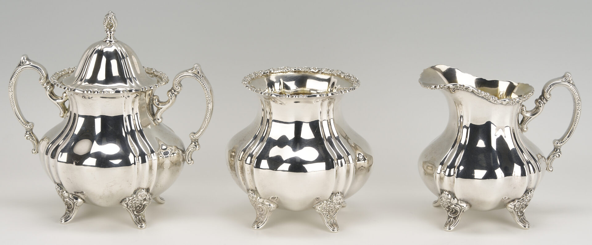 Lot 100: 5 Pc. Poole Sterling Silver Tea Set, Lancaster Rose