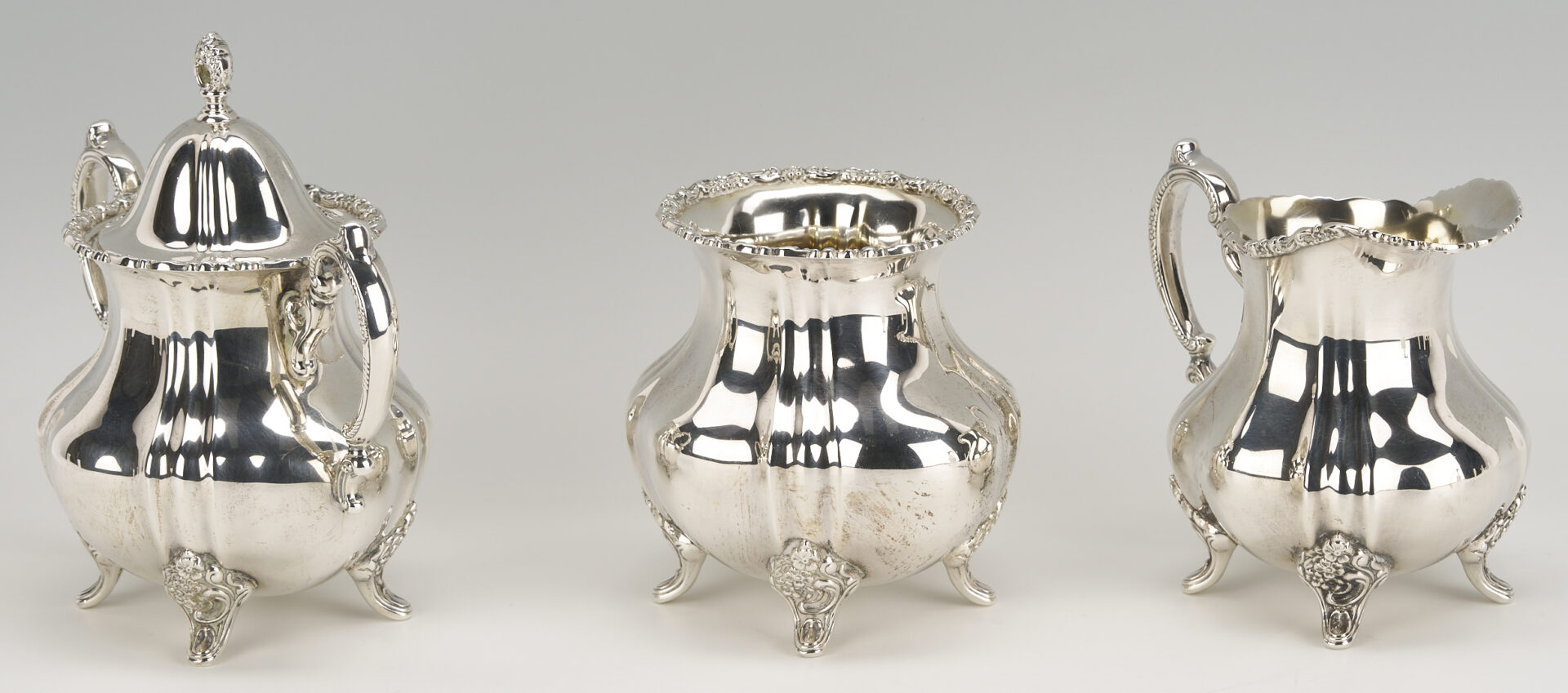 Lot 100: 5 Pc. Poole Sterling Silver Tea Set, Lancaster Rose