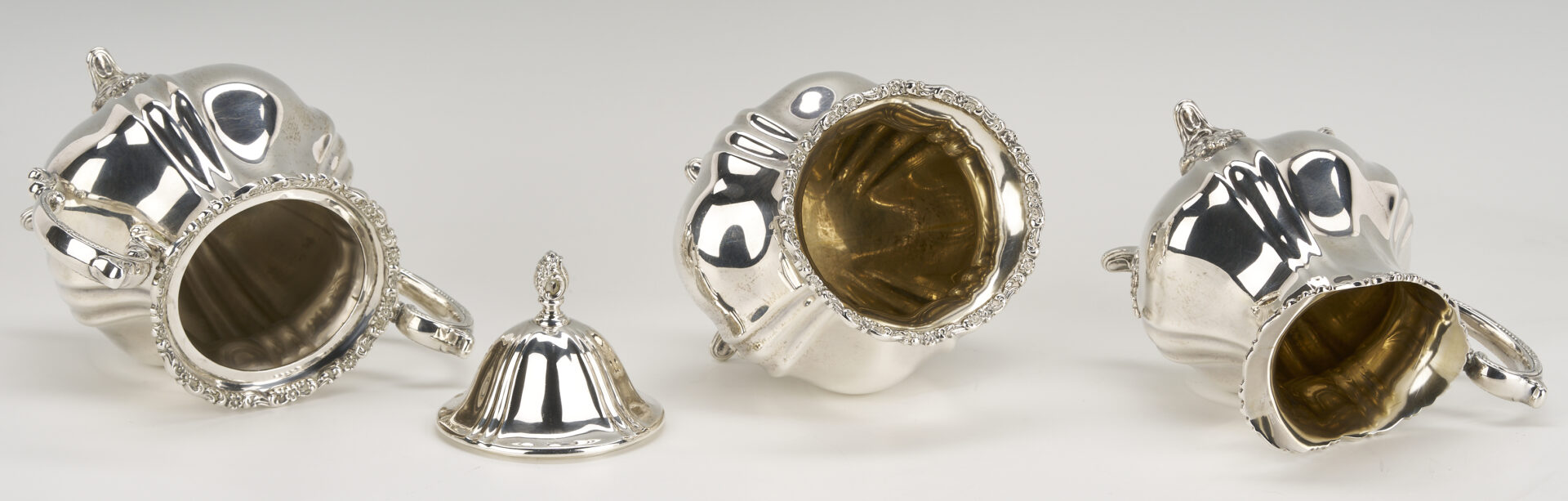 Lot 100: 5 Pc. Poole Sterling Silver Tea Set, Lancaster Rose