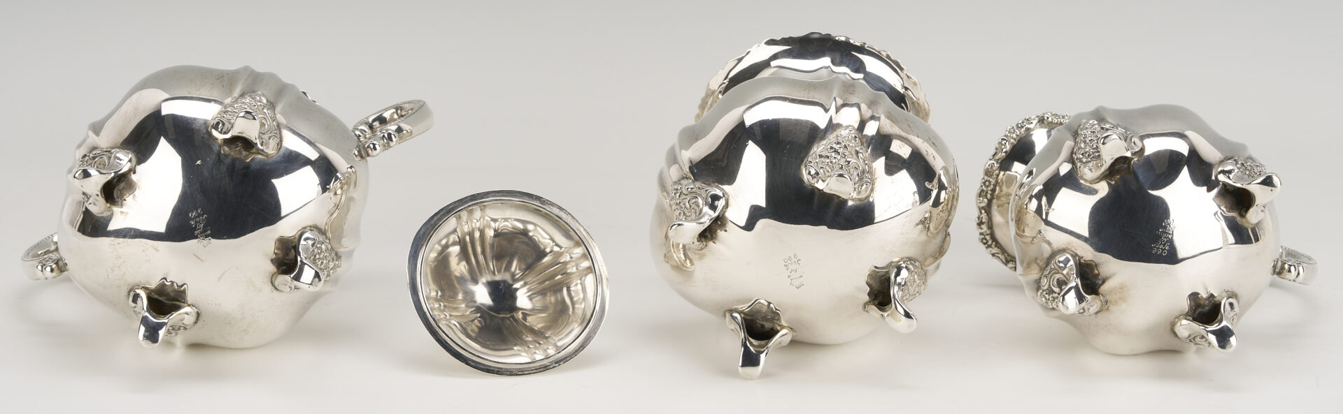 Lot 100: 5 Pc. Poole Sterling Silver Tea Set, Lancaster Rose