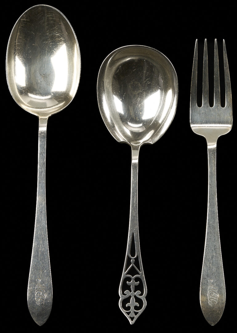 Lot 1013: 7 Sterling Silver Flatware Serving Pieces, incl. Tiffany & Jensen