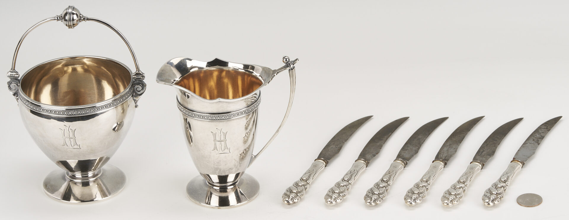 Lot 1014: 8 Early Tiffany & Co Sterling Pcs., incl. Sugar and Cream Jug