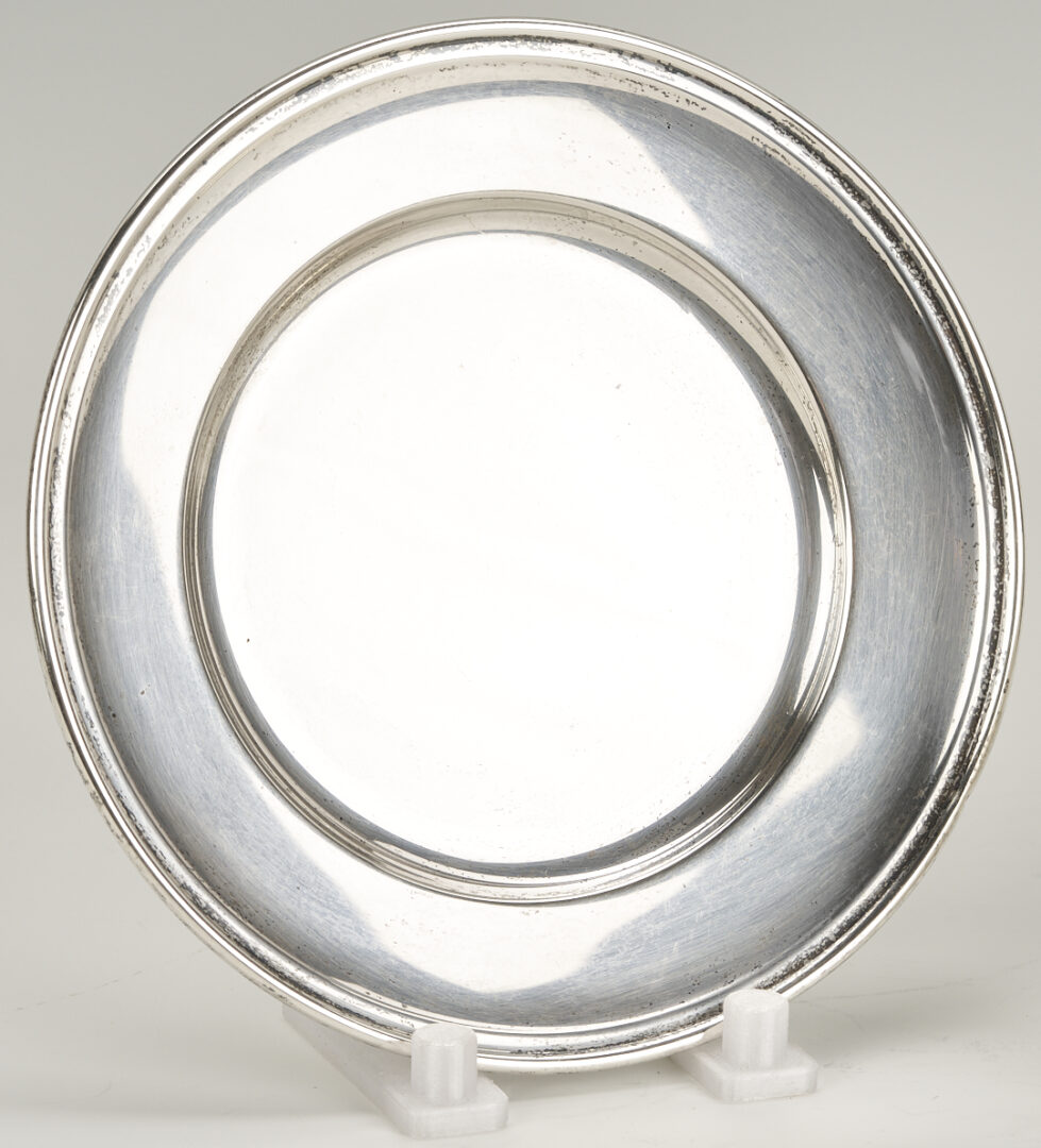 Lot 1015: 6 Sterling Silver Bread Plates & 4 Queen Victoria/King George Rupee Silver Coasters