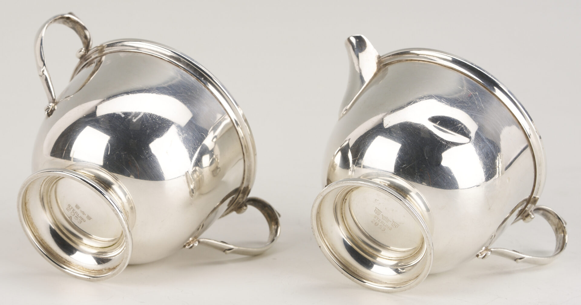 Lot 1018: 3 Sterling Silver Items: Chocolate Pot, Creamer, & Sugar
