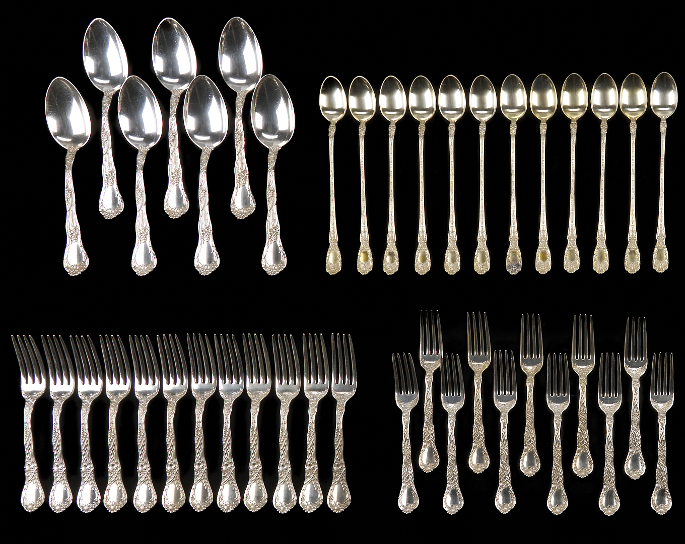 Lot 101: 86 Pcs. Gorham Sterling Flatware, Meadow & Florentine Patterns