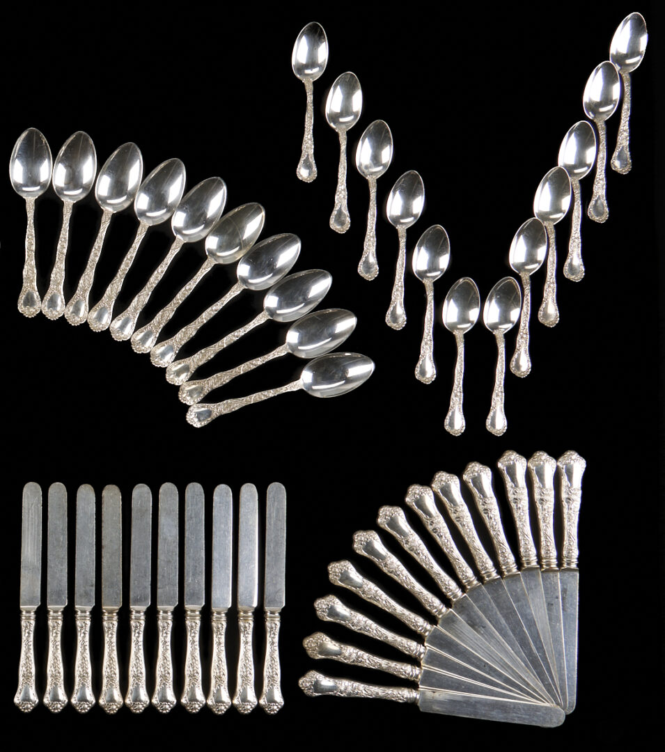 Lot 101: 86 Pcs. Gorham Sterling Flatware, Meadow & Florentine Patterns