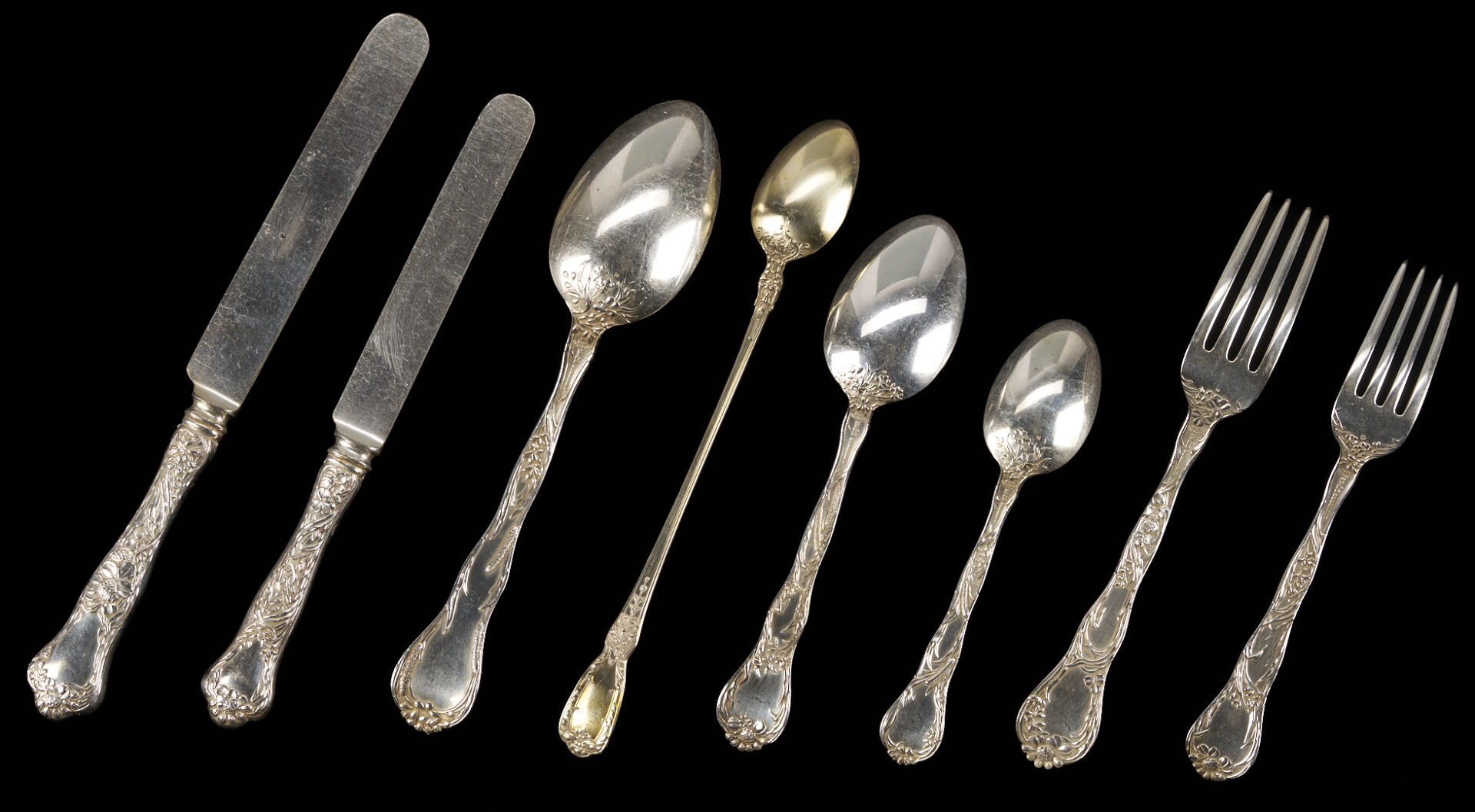 Lot 101: 86 Pcs. Gorham Sterling Flatware, Meadow & Florentine Patterns