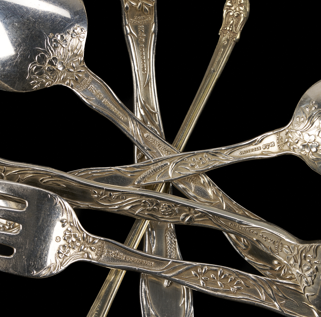 Lot 101: 86 Pcs. Gorham Sterling Flatware, Meadow & Florentine Patterns