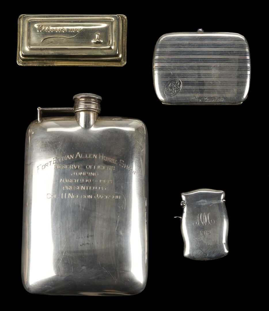 Lot 1021: 37 pcs Silver Accessories and Flatware incl. Flask