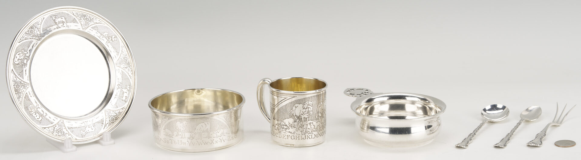 Lot 1022: 7 pcs Sterling Silver including Children’s Dishes