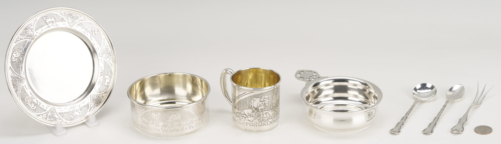 Lot 1022: 7 pcs Sterling Silver including Children’s Dishes