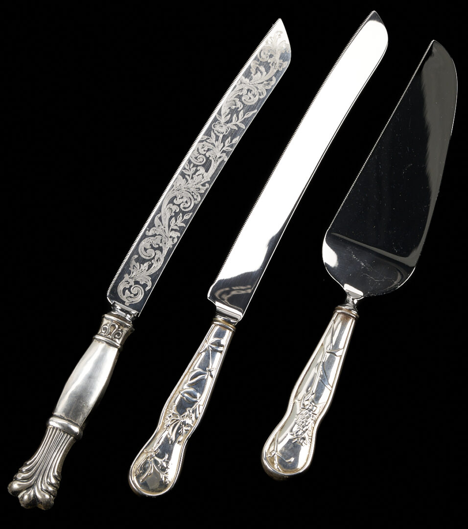 Lot 1023: 5 Sterling Silver Items Incl. Wood & Hughes, NY Diana Ladle & Tiffany Cake Set