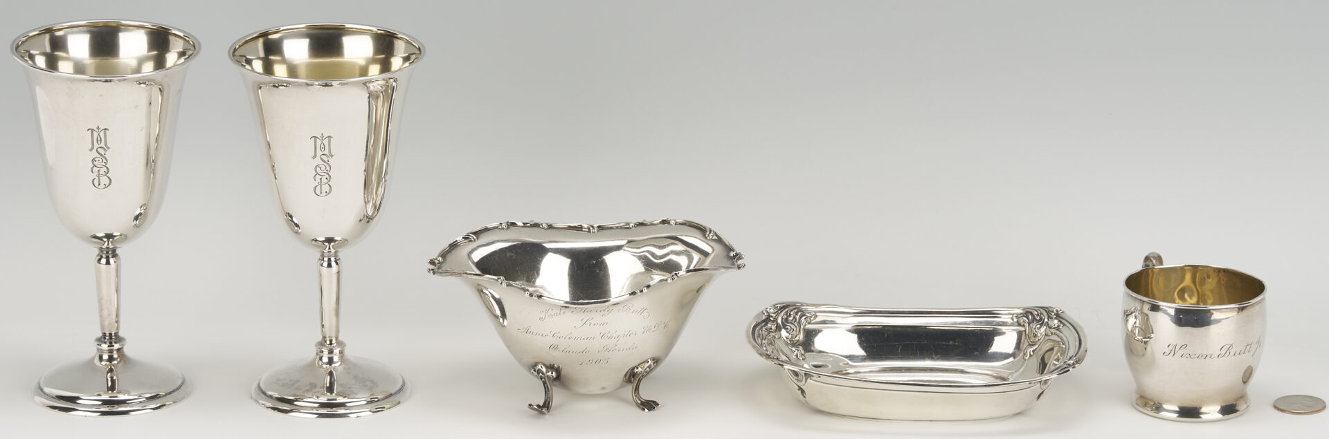 Lot 1024: 5 Sterling Silver Hollowware Pieces