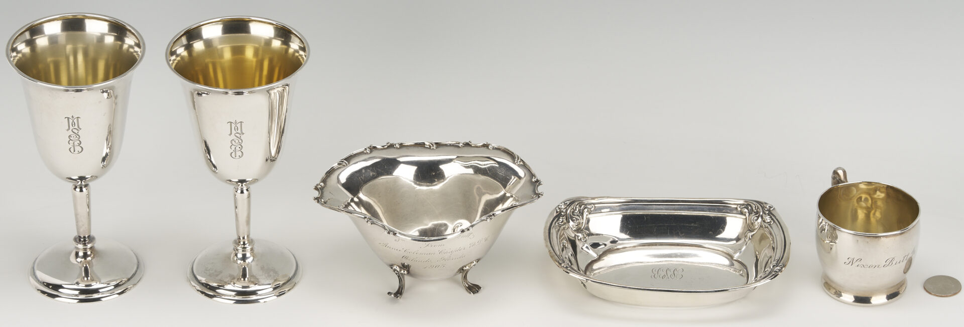 Lot 1024: 5 Sterling Silver Hollowware Pieces