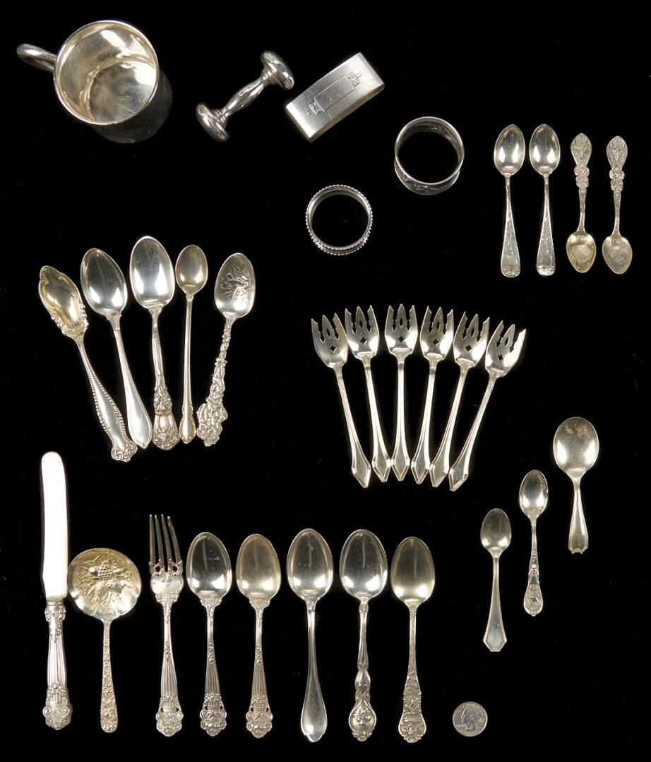 Lot 1025: 31 Pcs. Assorted Sterling Silver, Mug, Napkin Rings, Callahan Family of Knoxville, TN