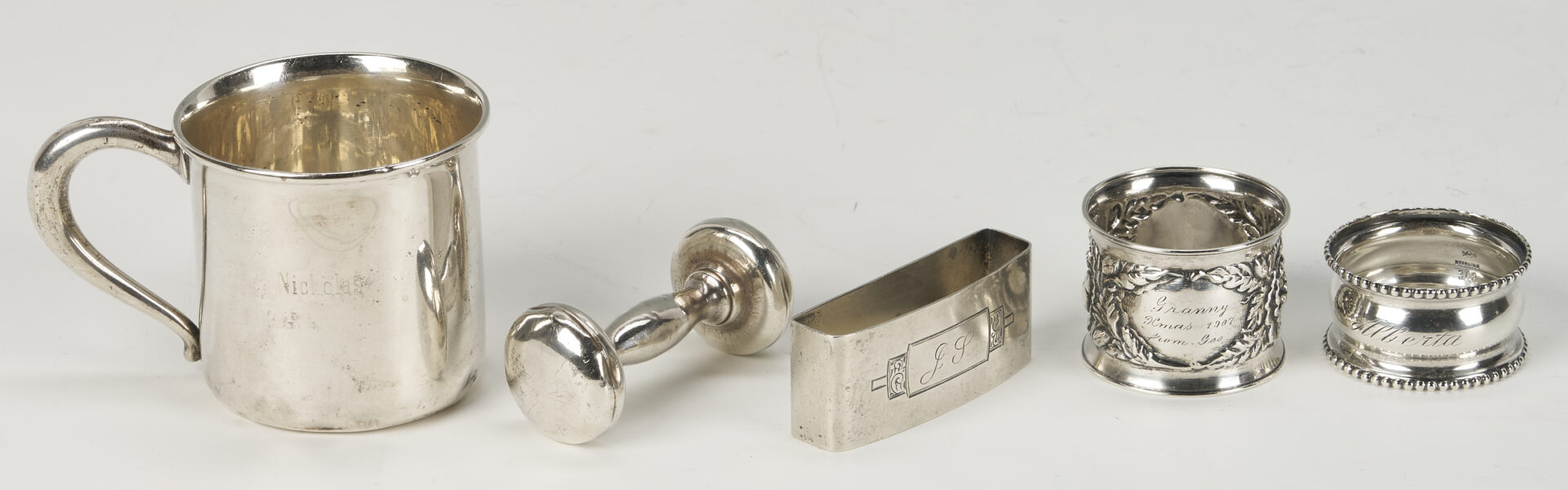 Lot 1025: 31 Pcs. Assorted Sterling Silver, Mug, Napkin Rings, Callahan Family of Knoxville, TN