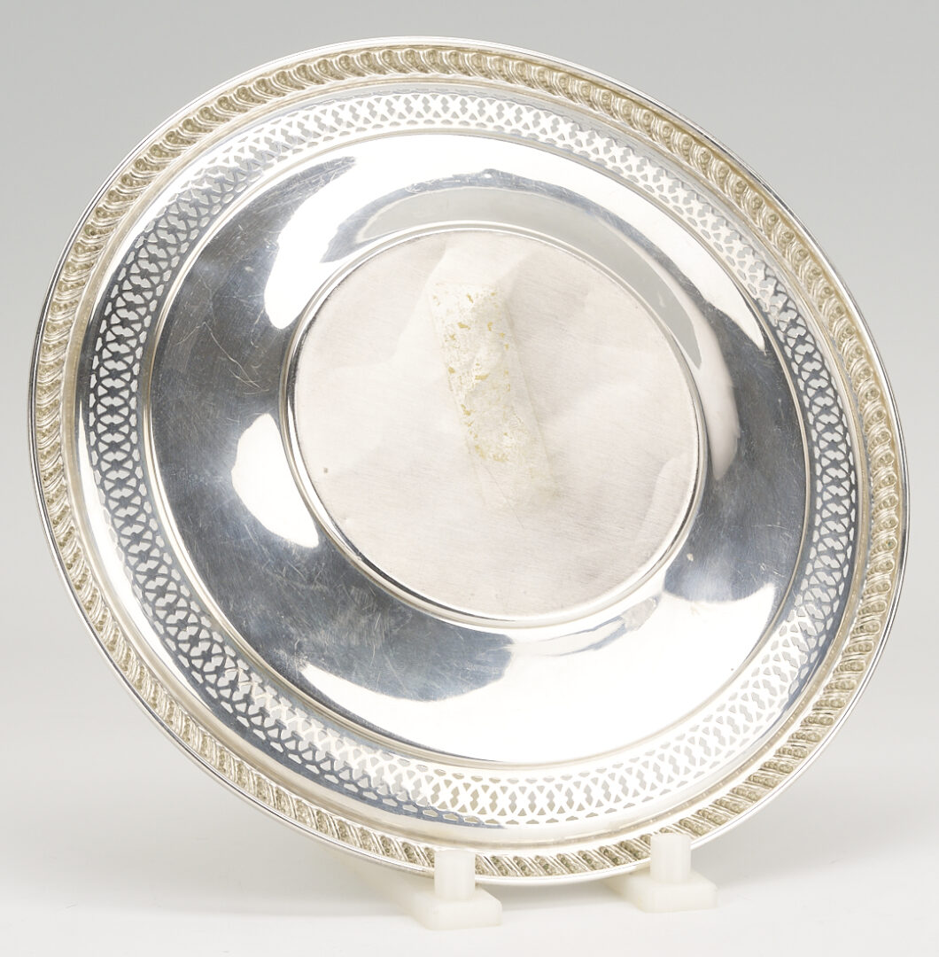 Lot 1029: 3 Reticulated Sterling Silver Items: Basket, Bowl, Plate