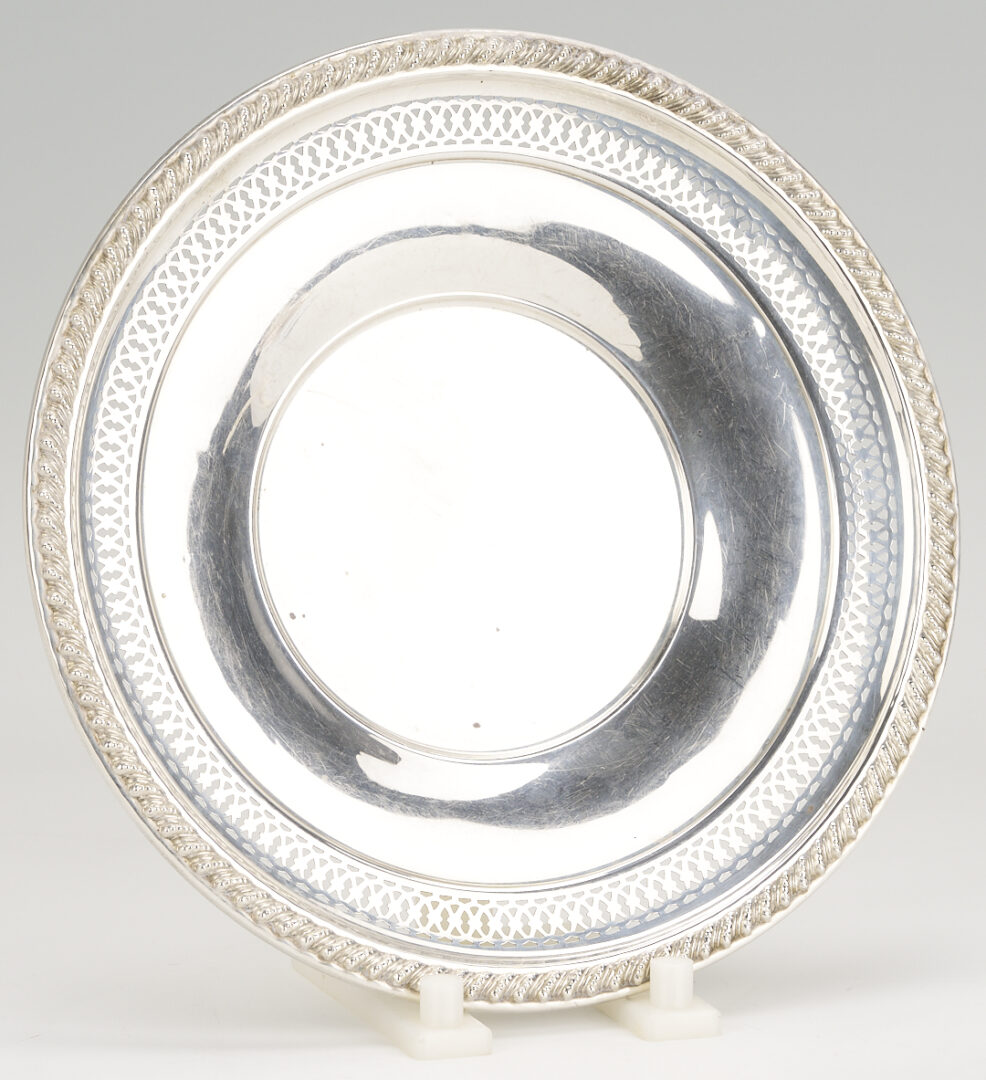 Lot 1029: 3 Reticulated Sterling Silver Items: Basket, Bowl, Plate