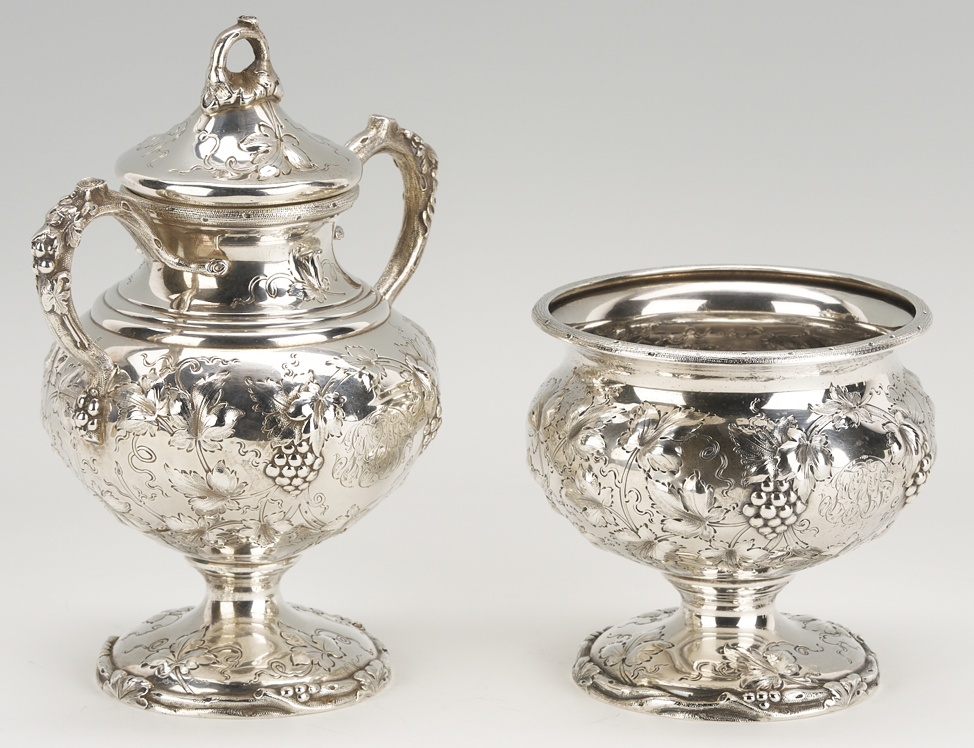 Lot 102: Schultz Repousse Sterling 4 pc. Tea Set, Sylvan Bros. retailed